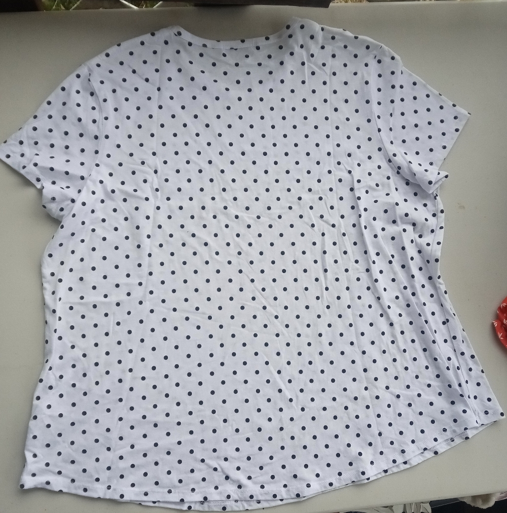 Studio 1886 Polka Dot Knit Stretch Top Short Sleeve Plus Size 1X - Picture 4 of 8